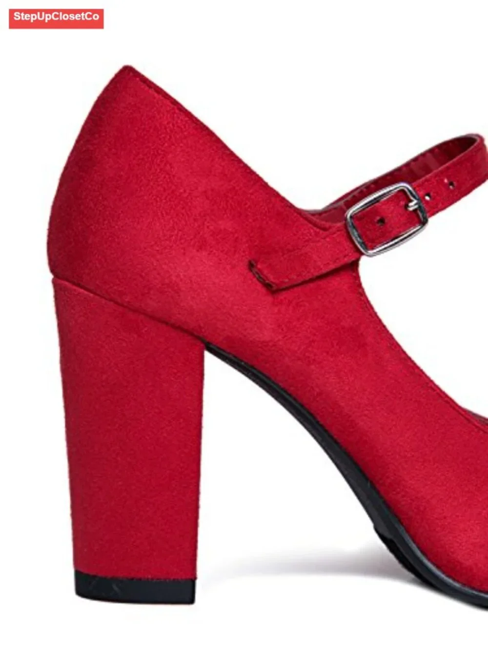 Round Toe Chunky High Heel Mary Jane Pumps Block Heel Women's Shoes
